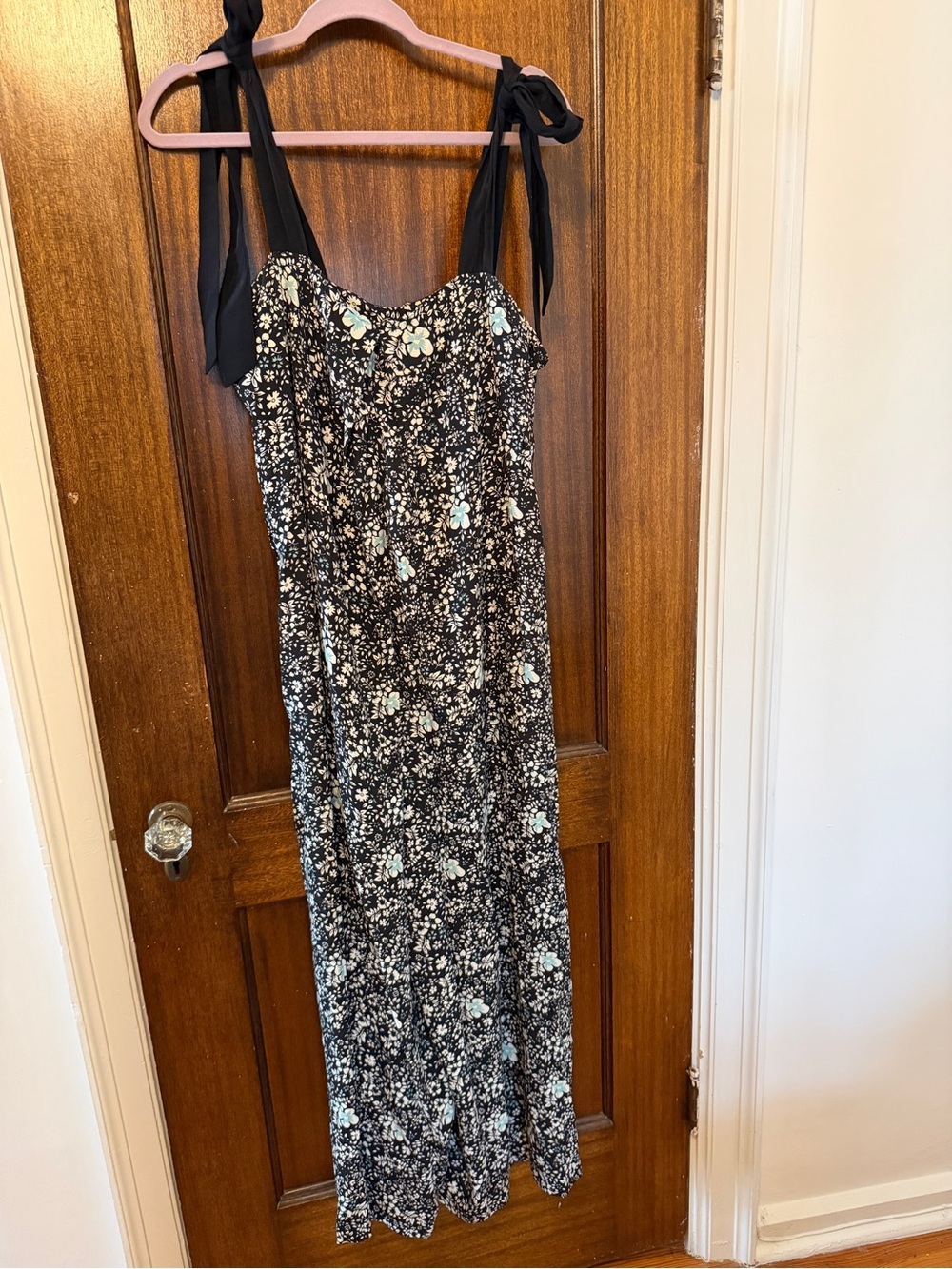Free People Black Floral Tie-Shoulder Jumpsuit